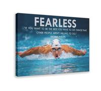 Poster su tela con citazioni motivazionali di Michael Phelps, decorazione artistica per camera da letto, per ufficio, camera da letto, regalo, con cornice, 60 x 90 cm