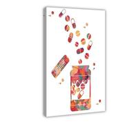 Poster su tela con contenitore per pillole colorate, decorazione per camera da letto, ufficio, camera da letto, regalo, dimensione: 60 x 90 cm