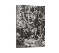 Poster su tela con Don Chisciotte nella sua biblioteca di Gustave Dore, stampa artistica da parete estetica per la casa, decorazione moderna (60 x 90 cm)