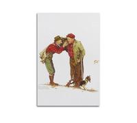 Poster su tela con due vecchi uomini e cani che caccia di Norman Rockwell, arte artistica da parete, poster artistico su tela con album musicali e film, pittura decorativa per soggiorno e camera da