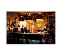 Poster su tela con Elvis Presley, Marilyn Monroe, James Dean che gioca a biliardo, decorazione per camera da letto, sport, ufficio, stanza, regalo, senza cornice, 60 x 90 cm