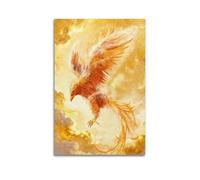 Poster su tela con fenice di fuoco e uccello, arte da parete, stampa classica con fenice in fiamme, stampa di animali, decorazione da parete per stanza, camera da letto, soggiorno, decorazione per la