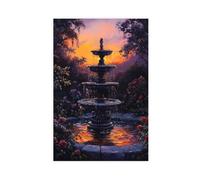 Poster su tela con fontana e tramonto, decorazione artistica da parete, stampa per soggiorno, camera da letto, 60 x 90 cm