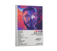 Poster su tela con foto di Kid Cudi Man on the Moonithe Scelto dal rapper, decorazione artistica da parete per camera da letto, 20 x 30 cm, con cornice
