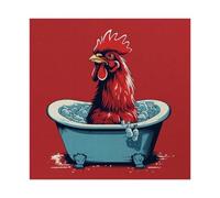 Poster su tela con gallo che fa il bagno, decorazione per camera da letto, ufficio, camera da letto, regalo, 30 x 30 cm