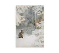 Poster su tela con gatti maestosi nella foresta invernale innevata, decorazione per camera da letto, ufficio, stanza, regalo, 30,5 cm di lunghezza x 45,7 cm di larghezza