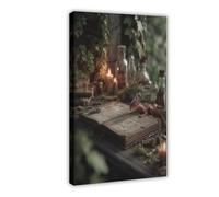 Poster su tela con il piccolo drago rosso nel libro magico, decorazione artistica da parete per soggiorno e camera da letto, 50 x 75 cm