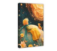 Poster su tela con il principe e la volpe, decorazione per camera da letto, ufficio, stanza, regalo, 40 x 60 cm