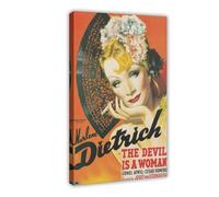 Poster su tela con immagine di Der Teufel Ist Eine Frau (Marlene Dietrich), decorazione per camera da letto, ufficio, camera da letto, regalo, con cornice, 50 x 75 cm