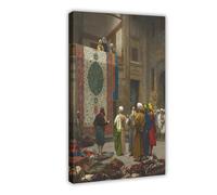 Poster su tela con immagine di Jean Leon Gerome, il mercante di tappeti, decorazione per camera da letto, per ufficio, camera da letto, regalo, cornice regalo, 60 x 90 cm
