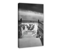 Poster su tela con immagine di Omaha Beach Landing Craft D "Into the Jaws of Death", decorazione artistica da parete per soggiorno e camera da letto, 50 x 75 cm