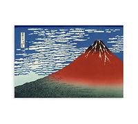 Poster su tela con immagine di trentasei vedute del Monte Fuji Hokusai, con vento limpido mattutino, poster su tela, decorazione artistica da parete per soggiorno e camera da letto, stile senza
