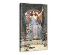 Poster su tela con John William Waterhouse Circe che offre la coppa ad Ulisse su tela, decorazione da parete per camera da letto, ufficio, stanza, regalo, 50 x 75 cm