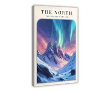Poster su tela con la bussola d'oro del Nord, decorazione per camera da letto, ufficio, camera da letto, regalo, 60 x 90 cm