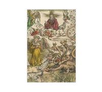 Poster su tela con la donna dell'Apocalisse e i sette per camera da letto, decorazione per ufficio, camera da letto, regalo, senza cornice, 60 x 90 cm