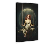 Poster su tela con la fata sull'altalena, decorazione artistica da parete per soggiorno, camera da letto, 40 x 60 cm