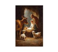 Poster su tela con la Natività di Gesù, decorazione artistica da parete per soggiorno, camera da letto, 60 x 90 cm