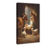Poster su tela con la Natività di Gesù, decorazione artistica da parete per soggiorno e camera da letto, 20 x 30 cm