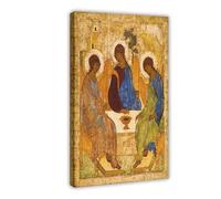Poster su tela con la Santissima Trinità di Andrei Rublev, decorazione da parete per camera da letto, ufficio, stanza, regalo, 50 x 75 cm