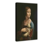 Poster su tela con la signora con l'ermellino decorazione per camera da letto, paesaggio decorativo, idea regalo, 40 x 60 cm