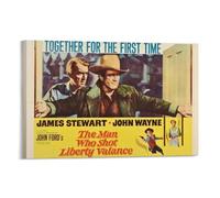 Poster su tela con mantovana con immagine di The Man Who Shot Liberty, classico film western, decorazione artistica da parete retrò senza tempo (1), poster artistico da parete per soggiorno (30 x 45