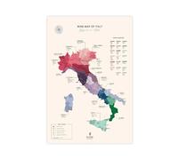 Poster su tela con mappa dei vini italiani, decorazione per camera da letto, ufficio, stanza, regalo, 60 x 90 cm