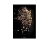 Poster su tela con mappa delle luci della città di Odessa, decorazione artistica da parete per soggiorno e camera da letto, senza cornice, 30 x 45 cm