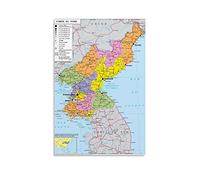 Poster su tela con mappa geopolitica della Corea del Nord, stampa artistica da parete moderna per la camera da letto, 20 x 30 cm