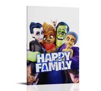 Poster su tela con mostri di famiglie, commedia animata, film vintage, arte da parete per soggiorno, camera da letto, musica e film, 50 x 75 cm, con cornice