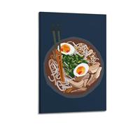 Poster su tela con motivo con uova di stagione, con motivo vegetariano, ramen, decorazione moderna per camera da letto, 60 x 90 cm