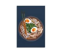 Poster su tela con motivo con uova di stagione, motivo vegetariano, ramen, decorazione moderna da parete per la camera da letto, 30 x 45 cm