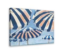 Poster su tela con ombrellone da spiaggia blu navy, decorazione per camera da letto, ufficio, stanza, regalo, 40 x 60 cm