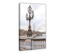 Poster su tela con paesaggio di lanterna sul Pont Alexandre a Parigi, Francia, decorazione artistica da parete per soggiorno e camera da letto, 40 x 60 cm
