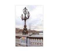 Poster su tela con paesaggio di lanterna sul Pont Alexandre a Parigi, Francia, decorazione per camera da letto, ufficio, stanza, regalo, 40 x 60 cm