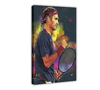 Poster su tela con Roger Federer, decorazione artistica da parete per soggiorno, camera da letto, decorazione con cornice, 20 x 30 cm