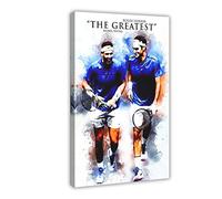 Poster su tela con Roger Federer e Rafael Nadal, decorazione per camera da letto, sport, ufficio, camera da letto, regalo, 30 x 45 cm