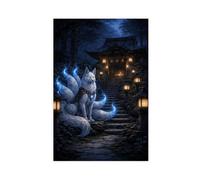 Poster su tela con santuario della volpe custode della volpe, lo spirito della lanterna giapponese, decorazione artistica da parete per soggiorno e camera da letto, 60 x 90 cm