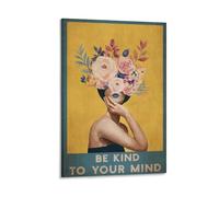 Poster su tela, con scritta "Be Kind to Your Mind" "Be Kind to Your Mind", poster artistico da parete in stile vintage, poster artistico moderno, decorazione per camera da letto, ufficio, camera da