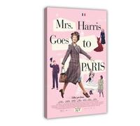 Poster su tela con scritta "Mrs. Harris Goes to Paris", decorazione per camera da letto, ufficio, camera da letto, regalo, 50 x 75 cm