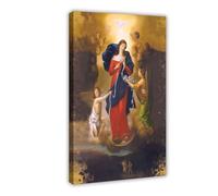 Poster su tela con scritta "Our Lady Undoer Of Knots", ritratto religioso, decorazione per camera da letto, ufficio, stanza, regalo, cornice 50 x 75 cm