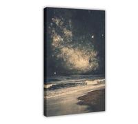 Poster su tela con scritta "The Tranquil Beach Beneath the Starry Sky" (La spiaggia tranquilla sotto il cielo stellato), decorazione per camera da letto, ufficio, camera da letto, regalo, 60 x 90 cm