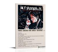 Poster su tela con scritta "Three Cheers for Sweet Revenge-My Chemical Romance", decorazione artistica da appendere per casa, bar, decorazione artistica da parete per interni, con cornice, stile 40 x
