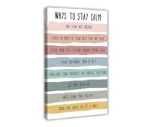 Poster su tela con scritta "Ways to Stay Calm Calming Techniques Cognitivo-Behavioral Therapy Mindfulness", decorazione artistica da parete per soggiorno e camera da letto, 30,5 x 45,7 cm (30 pezzi)