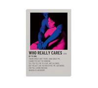 Poster su tela con scritta "Who Really Cares Music", decorazione artistica da parete per camera da letto, 30 x 45 cm