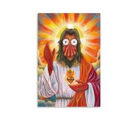 Poster su tela con stampa artistica su tela, motivo: Jesus Futurama, pittura ad acqua, decorazione moderna per camera da letto, 60 x 90 cm
