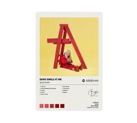 Poster su tela con stampa di Billie Eilish con scritta in lingua inglese "Don't Smile At Me", decorazione per camera da letto, per ufficio, camera da letto, senza cornice, 50 x 75 cm