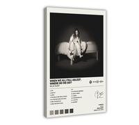 Poster su tela con stampa di Billie Eilish When We All Fall Asleep Where Do We Go - Decorazione per camera da letto, per ufficio, camera da letto, regalo, stile cornice, 20 x 30 cm