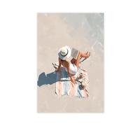 Poster su tela con stampa di donna che legge sulla spiaggia, decorazione per camera da letto, ufficio, stanza, regalo, 40 x 60 cm