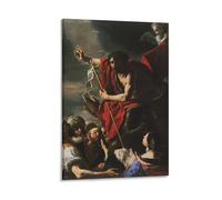 Poster su tela con stampa di San Giovanni Battista che predica Mattia Preti, poster artistico da parete, decorazione per la casa, 30 x 45 cm