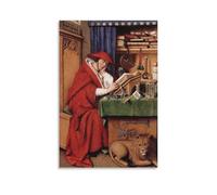 Poster su tela con stampa di San Girolamo nel suo studio Jan Van Eyck, poster da appendere per foto, decorazione per la casa, opere d'arte, 60 x 90 cm